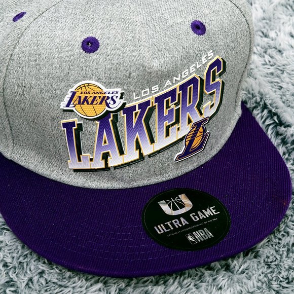 Los Angeles Lakers Dark Purple - Gray NBA Fools Snapback Ultra Game cap hat - Picture 2 of 9